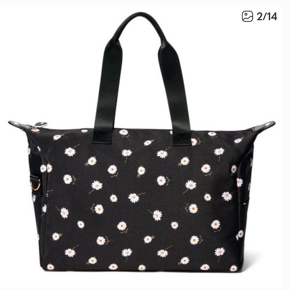 Alice + Olivia | Women’s Black/White Floral Daisy Print Crossbody Duffle Bag, OS